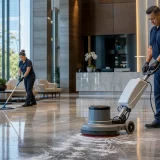 Commercial cleaning and janitorial work in a business facility